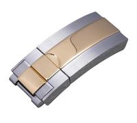 ROUHO Edelstahl Bereitstellungsverschluss, Ersatz Uhr Armband Schnalle für Rolex Daytona Submariner-Silber Roségold 18 x 9 x 20mm