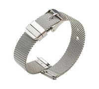 ROUHO Edelstahl Dornschließe Uhrenarmband 0.6mm Dickes Gewebtes Mesh Uhr Armband Kompatibel mit Daniel Wellington-Silber 22mm