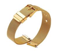 ROUHO Edelstahl Dornschließe Uhrenarmband 0.6mm Dickes Gewebtes Mesh Uhr Armband Kompatibel mit Daniel Wellington-Gold 22mm
