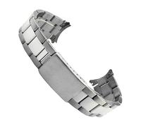 ROUHO Edelstahl Ersatz Uhrenarmband Faltschließe Verstellbares Uhr Armband für Rolex Air-King Submariner Datejust Sea-Dweller-Poliertes Silber 20mm