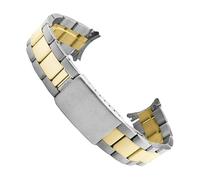 ROUHO Edelstahl Ersatz Uhrenarmband Faltschließe Verstellbares Uhr Armband für Rolex Air-King Submariner Datejust Sea-Dweller-Silber Gold 17mm
