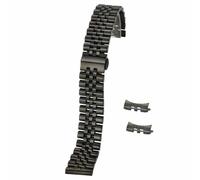 ROUHO Edelstahl Faltschließe Uhr Armband Gebogene Endglieder Ersatz Uhrenarmband für Rolex Datejust-Schwarz 12mm