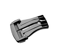 ROUHO Edelstahl Schmetterlingsuhrenbuckle Lederuhrenarmband Ersatz Tastknopf Buckle für Omega Speedmaster Series - Schwarz 16mm