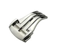 ROUHO Edelstahl Schmetterlingsuhrenbuckle Lederuhrenarmband Ersatz Tastknopf Buckle für Omega Speedmaster Series - Silber 16mm