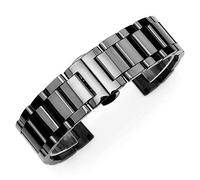 ROUHO Edelstahl Uhr Zubehör Faltschließe Herren Metall Uhr Armband für Montblanc TimeWalker Heritage 1858-Schwarz 3 18mm