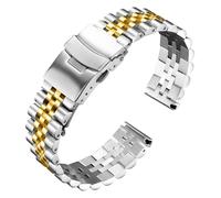 ROUHO Edelstahl Uhrenarmband Metall Ersatzarmband Massives Gliederarmband Jubilee Look Silber für Rolex Datejust - Silber + Gold 22mm