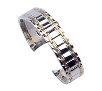 ROUHO Edelstahl Uhrenarmband Metall Ersatzband 22mm Rundanstoß Massiv Gliederarmband Silber Goldfarben für Citizen - Silber + Gold
