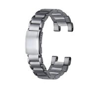 ROUHO Edelstahl Uhrenarmband Metall Ersatzband 26mm Integriertes Gliederarmband Silber Massiv für Casio G-Shock B100 - Silber