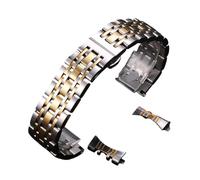 ROUHO Edelstahl Uhrenarmband Metall Ersatzband Gliederarmband 21mm 22mm Rundanstoß Gerader Abschluss - Silber + Gold 22mm