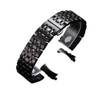 ROUHO Edelstahl Uhrenarmband Metall Ersatzband Gliederarmband 23mm 24mm 26mm Vielseitiger Anstoß - Schwarz 26mm
