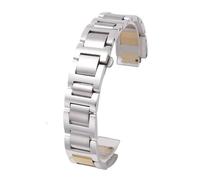 ROUHO Edelstahl Uhrenarmband Metall Ersatzband Kerb-Anstoß Gliederarmband 14mm 16mm 18mm 20mm 22mm für Cartier Ballon Bleu - Silber + Gold 8 * 14mm