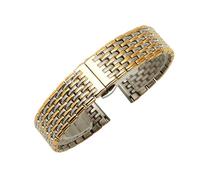 ROUHO Edelstahl Uhrenarmband Metall Ersatzband Slim Poliert Gliederarmband Silberfarben für La Grande Classique de Longines - Silber + Gold 22mm
