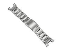 ROUHO Edelstahl Uhrenarmband Metallarmband 26mm Integrierter Anstoß Ersatzband Gebürstete Massive Glieder for Casio G-Steel - Silber 26mm