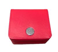 ROUHO Einzelne Uhrenbox Rot Kunstleder Massivholzstruktur Beige Samtfutter Aufbewahrungsbox für Omega Seamaster