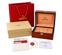 ROUHO Einzeluhrenbox Hölzerne Uhrenorganizer Braun Hölzerne Grain Etui Braun Kissen Außenverpackung für Omega Seamaster