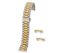 ROUHO Ersatz Edelstahl Uhrenarmband Universal Faltschließe Gebogenes Uhrenarmband-Silber Gold 16mm