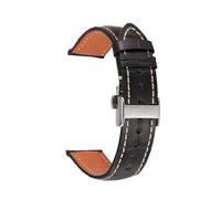 ROUHO Faltschließe Ersatz Uhrenarmband Weiches Echtleder Uhrenarmband für Longines Master-Schwarz 16mm