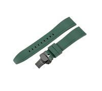 ROUHO Faltschließe Silikon Uhrenarmband, Verstellbares Ersatzarmband für Tissot Longines Conquest-Grün + Schwarz Schließe 20mm