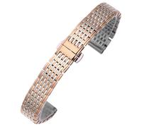 ROUHO Flaches Ende Metall Uhrenarmband Schnellverschluss Schließe Uhr Armband für La Grande Classique de Longines L4-Silber Roségold 22mm