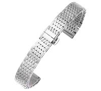 ROUHO Flaches Ende Metall Uhrenarmband Schnellverschluss Schließe Uhr Armband für La Grande Classique de Longines L4-Silber 18mm