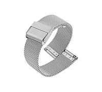ROUHO Gewebtes Mesh Uhrenarmband, Edelstahl Ersatz Uhr Armband mit Verstellbarer Schließe Kompatibel mit Daniel Wellington-Silber 16mm