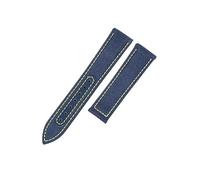 ROUHO Gewebtes Nylon Canvas & Echtleder Uhrenarmband Haltbares Ersatz Uhr Band für Mido Ocean Star M026-Blau + Gelb 22mm