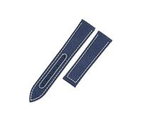 ROUHO Gewebtes Nylon Canvas & Echtleder Uhrenarmband Haltbares Ersatz Uhr Band für Mido Ocean Star M026-Blau + Weiß 22mm