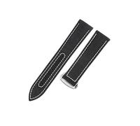ROUHO Gewebtes Nylon Canvas & Echtleder Uhrenarmband Haltbares Ersatz Uhr Band für Mido Ocean Star M026-Schwarz + Weiß mit Silber Schließe 21mm