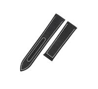 ROUHO Gewebtes Nylon Canvas & Echtleder Uhrenarmband Haltbares Ersatz Uhr Band für Mido Ocean Star M026-Schwarz + Weiß 22mm