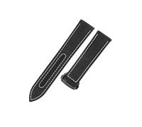 ROUHO Gewebtes Nylon Canvas & Echtleder Uhrenarmband Haltbares Ersatz Uhr Band für Mido Ocean Star M026-Schwarz + Weiß mit Schwarz Schließe 21mm