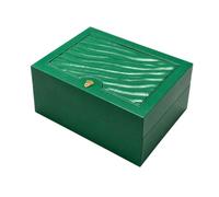 ROUHO Grün Hölzerne Uhrenbox Einzeluhrenetui Creme Weicher Innenraum Displaykissen Außenbox Aufbewahrungsset für Rolex Oyster Perpetual