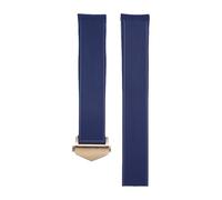 ROUHO Gummi Silikon Uhrarmband 43mm Zifferblatt Sportuhr Ersatzband Uhrband für Tag Heuer Aquaracer 300/500 WAN211-Blau + Roségold Schnalle 20mm