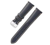 ROUHO Handgefertigt Echtleder Ersatz Uhrenarmband Edelstahlschließe Dress Uhrenarmband für Longines HydroConquest-Blau 20mm