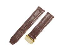 ROUHO Klassisches Echtleder Uhrenarmband Bequemes & Haltbares Ersatz Uhr Band für Maurice Lacroix Pontos PT615 Classiques LC6017-Braun + Gold Schnalle 20mm