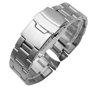 ROUHO Klassisches Metall Ersatz Uhrenarmband Faltschließe Uhr Armband Zubehör für Seiko Turtle SKX 5 Sports Prospex-Silber 1 24mm