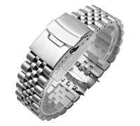 ROUHO Klassisches Metall Ersatz Uhrenarmband Faltschließe Uhr Armband Zubehör für Seiko Turtle SKX 5 Sports Prospex-Silber 2 20mm