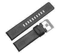 ROUHO Langlebiges Verstellbares Dornschließe Uhrenband, Echtleder Uhrenarmband für Diesel DZ4323 7312 7314 1657 4318-Schwarz 27mm