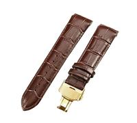 ROUHO Leder Uhrband Zubehör Langlebig Metallschließe Uhrenarmband für Tissot Couturier T035-Braun + Gold Schnalle 22mm