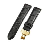 ROUHO Leder Uhrband Zubehör Langlebig Metallschließe Uhrenarmband für Tissot Couturier T035-Schwarz + Gold Schnalle 23mm