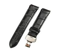 ROUHO Leder Uhrband Zubehör Langlebig Metallschließe Uhrenarmband für Tissot Couturier T035-Schwarz + Silber Schnalle 23mm