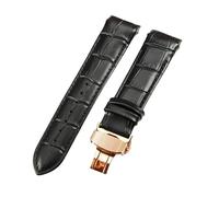 ROUHO Leder Uhrband Zubehör Langlebig Metallschließe Uhrenarmband für Tissot Couturier T035-Schwarz + Roségold Schnalle 23mm