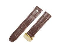 ROUHO Leder Uhrenarmband mit Faltschließe, Wasserdichtes Ersatzarmband für Maurice Lacroix Pontos Eliros PT6148 PT6168 MP6347-Braun + Gold Schließe 20mm