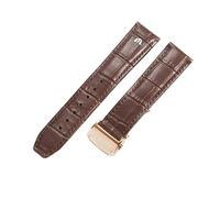 ROUHO Leder Uhrenarmband mit Faltschließe, Wasserdichtes Ersatzarmband für Maurice Lacroix Pontos Eliros PT6148 PT6168 MP6347-Braun + Roségold Schließe 22mm