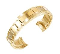 ROUHO Massiv Edelstahl Uhr Armband Gebogenes Ende Ersatz Faltschließe Uhr für Rolex Submariner-Gold 21mm