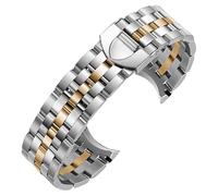 ROUHO Massiv Edelstahl Uhrenarmband - Doppelschließe Ersatz Herren Uhr Armband für Tudor Glamour-Silber Gold 21mm