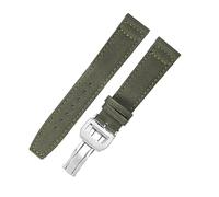 ROUHO Nylon Canvas & Leder Uhrenarmband, Ersatz Faltschließe Langlebiges Armband für IWC Portofino Pilot Portuguese-Grün + Silber Schließe 20mm