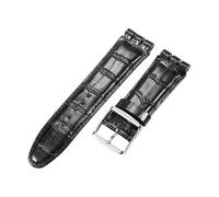 ROUHO Premium 23mm Echtleder Uhrenarmband Haltbares & Bequemes Ersatz Uhr Band für Swatch YOS440 449 401G 447 448-Schwarz