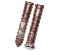 ROUHO Premium Echtleder Uhrenarmband Haltbare Faltschließe Uhr Band für Omega Seamaster Diver 300M Aqua Terra Prestige-Braun + Silber Schnalle 21mm