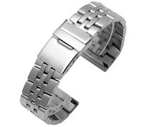 ROUHO Premium Massiv Edelstahl Uhrenarmband Schmetterlingsschließe Metall Uhr Armband für Breitling Avenger Superocean Chronomat-Silber 22mm