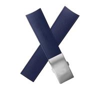 ROUHO Silikon Sport Tauchen Uhr Armband Haltbare Gummi Uhr Armband mit Klappverschluss für Longines HydroConquest L3.742 642 781 782-Blau 21mm